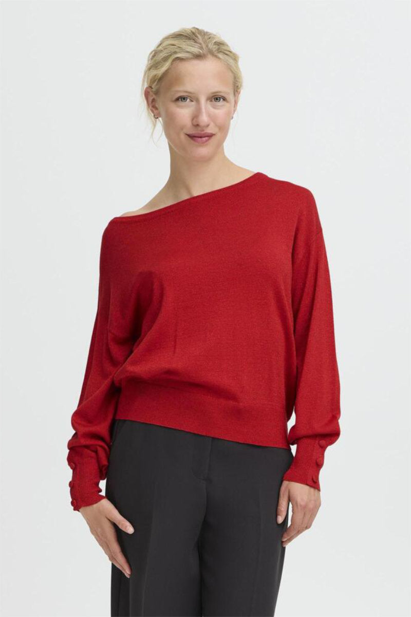 Mobbe boatneck jumper, cherry
