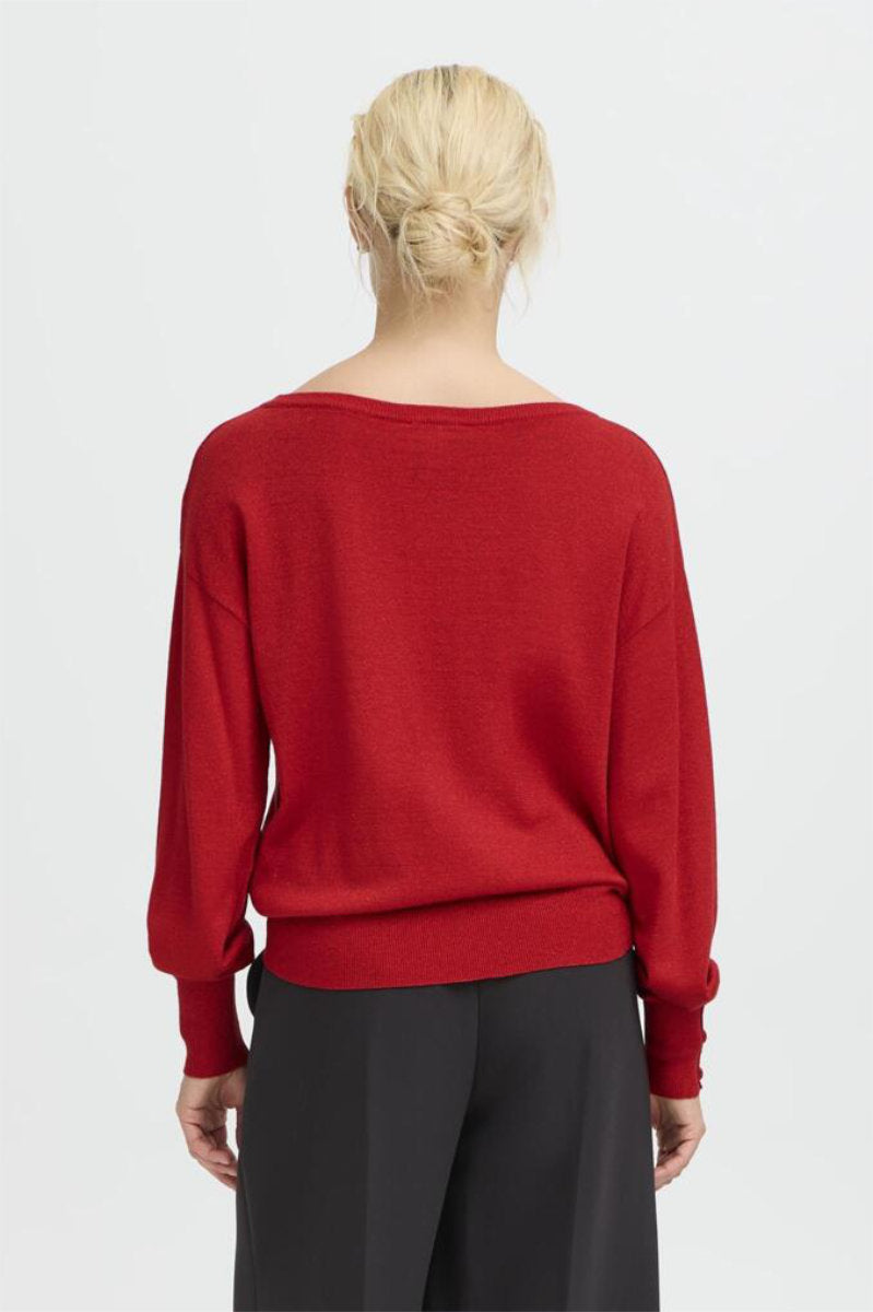 Mobbe boatneck jumper, cherry