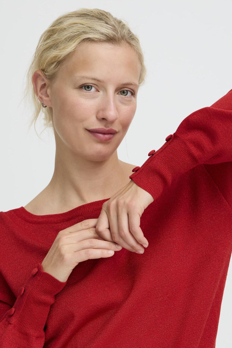 Mobbe boatneck jumper, cherry