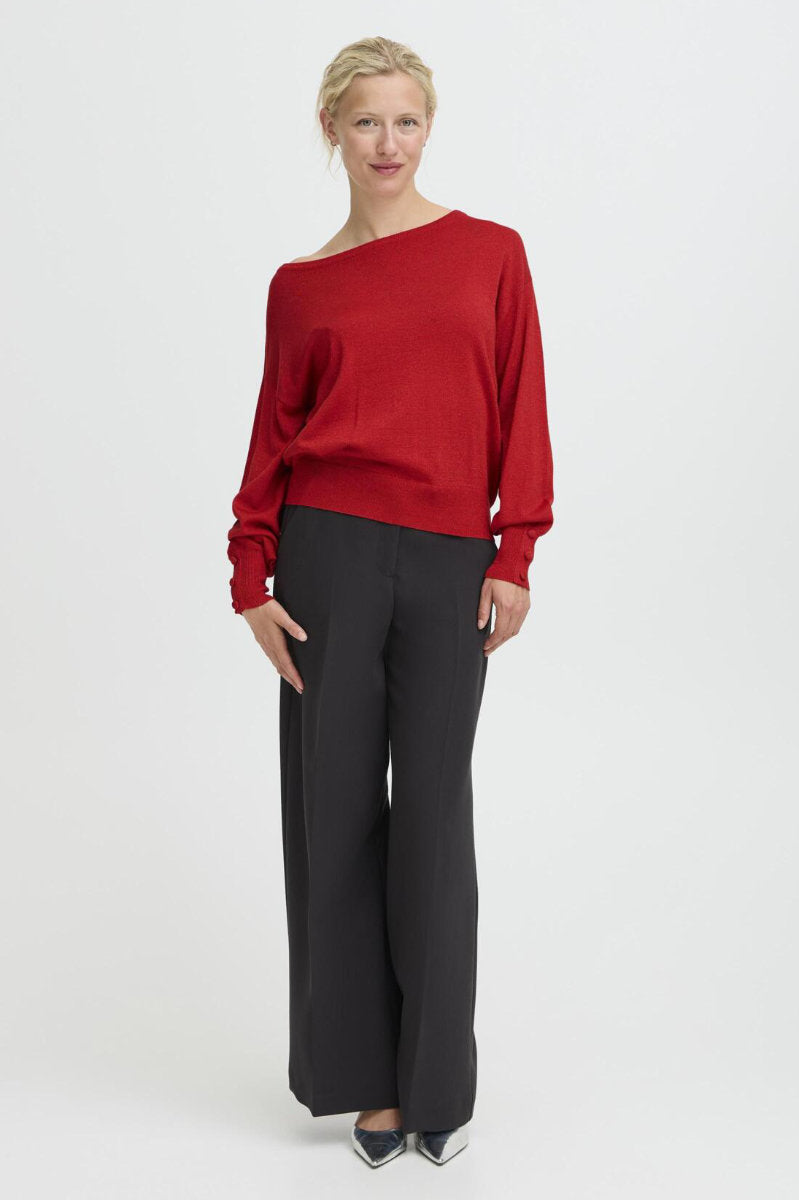 Mobbe boatneck jumper, cherry
