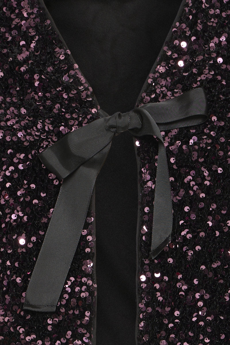 Paillet bow jacket, plum