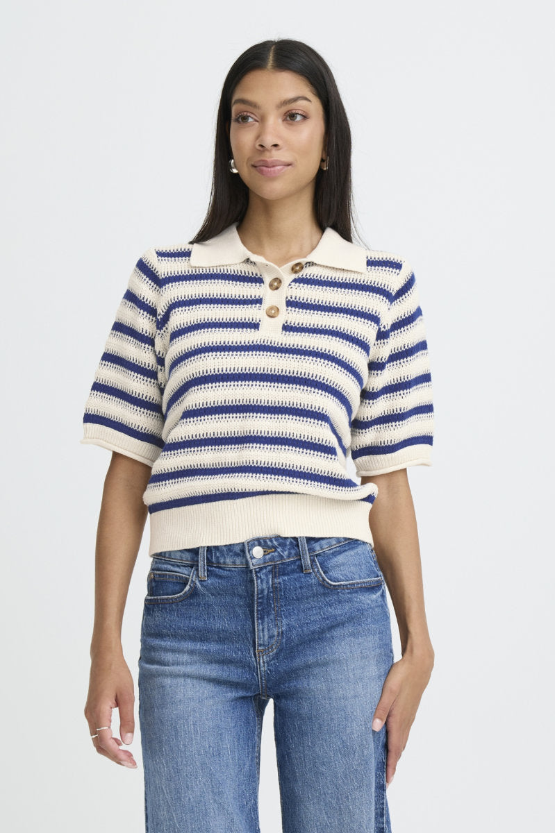 Mikala polo jumper, light navy