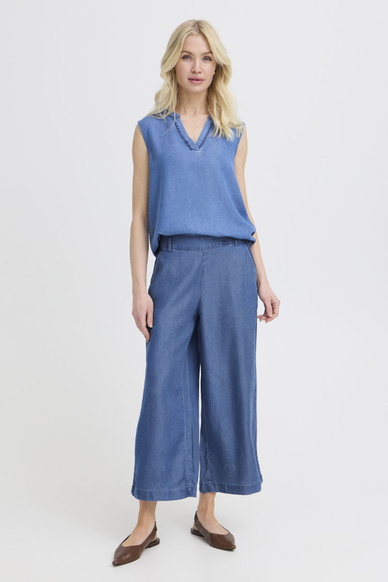 Kosmo crop trousers, mid denim