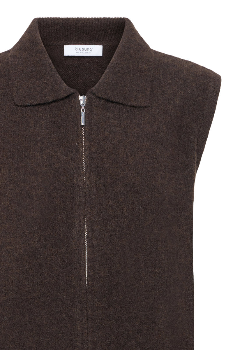 Omea zipper gilet, coffee