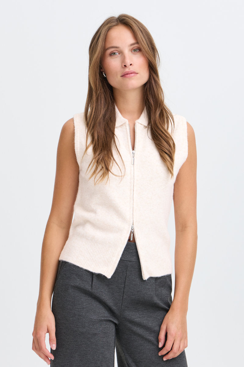 Omea zipper gilet, birch