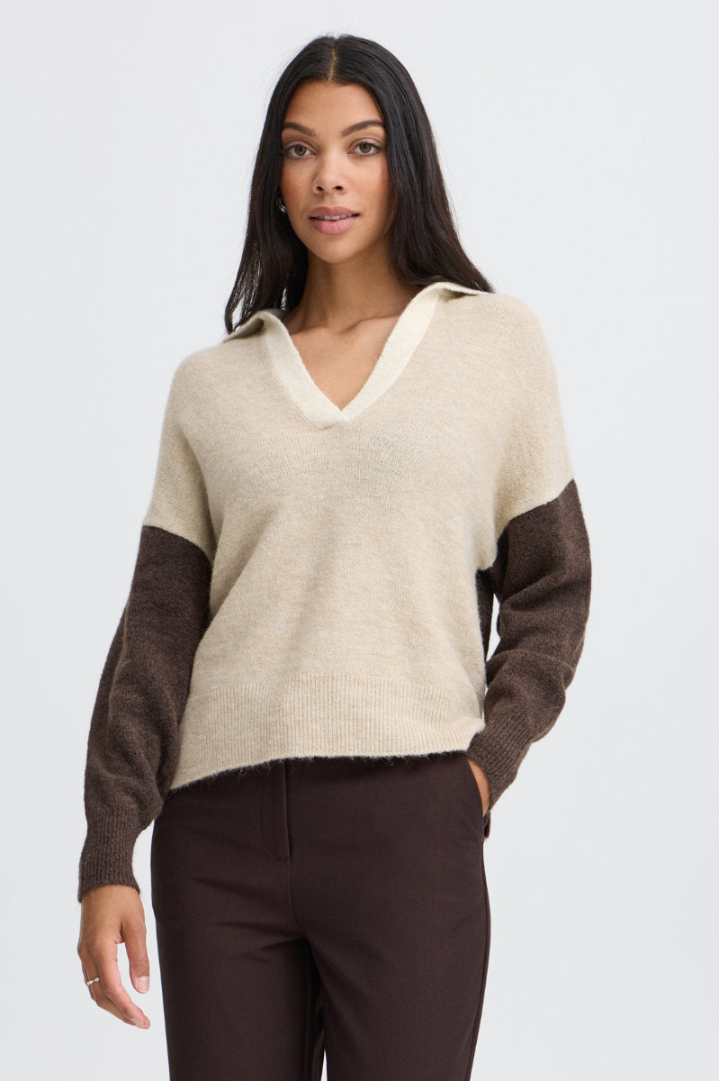 Monna polo jumper, ivory brown