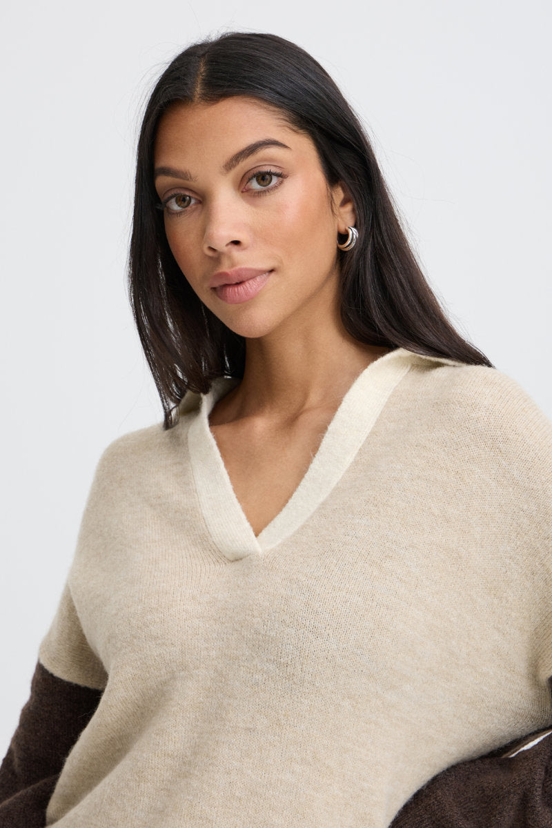 Monna polo jumper, ivory brown