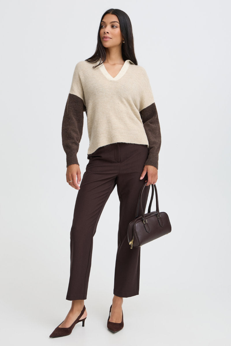 Monna polo jumper, ivory brown