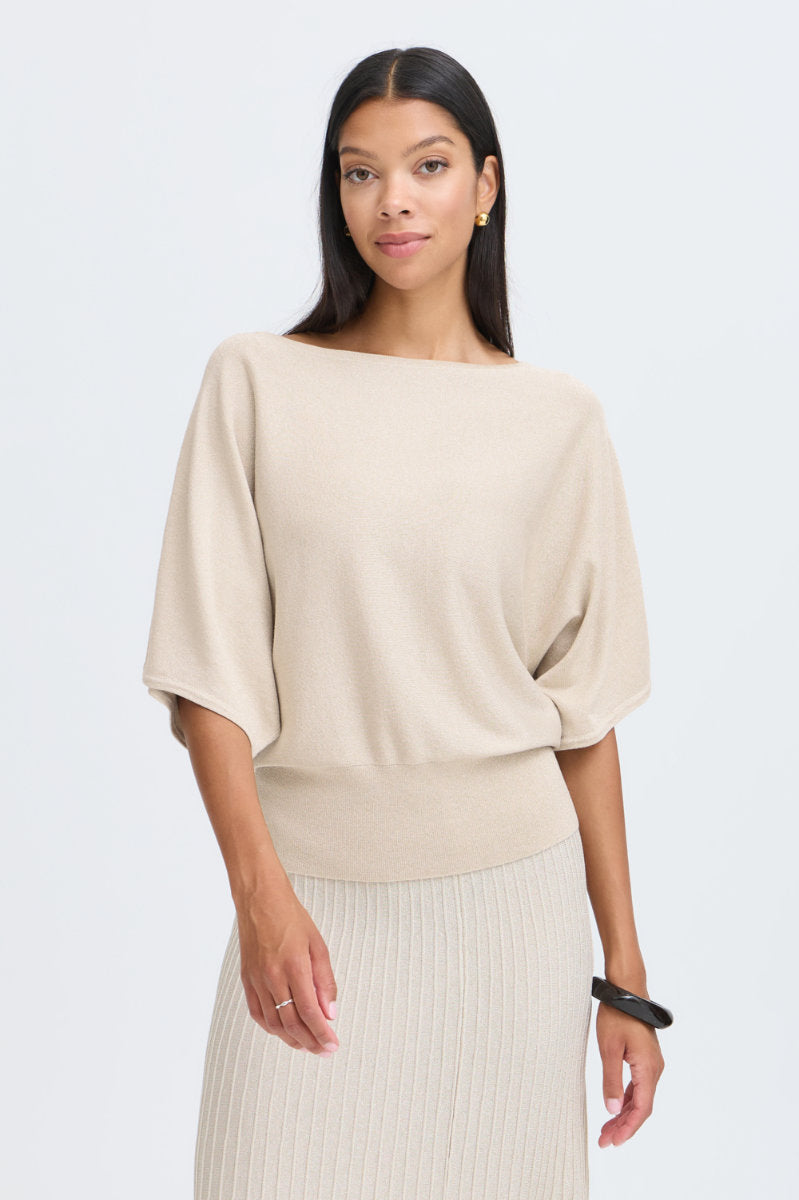 Mobbe batwing top, stone