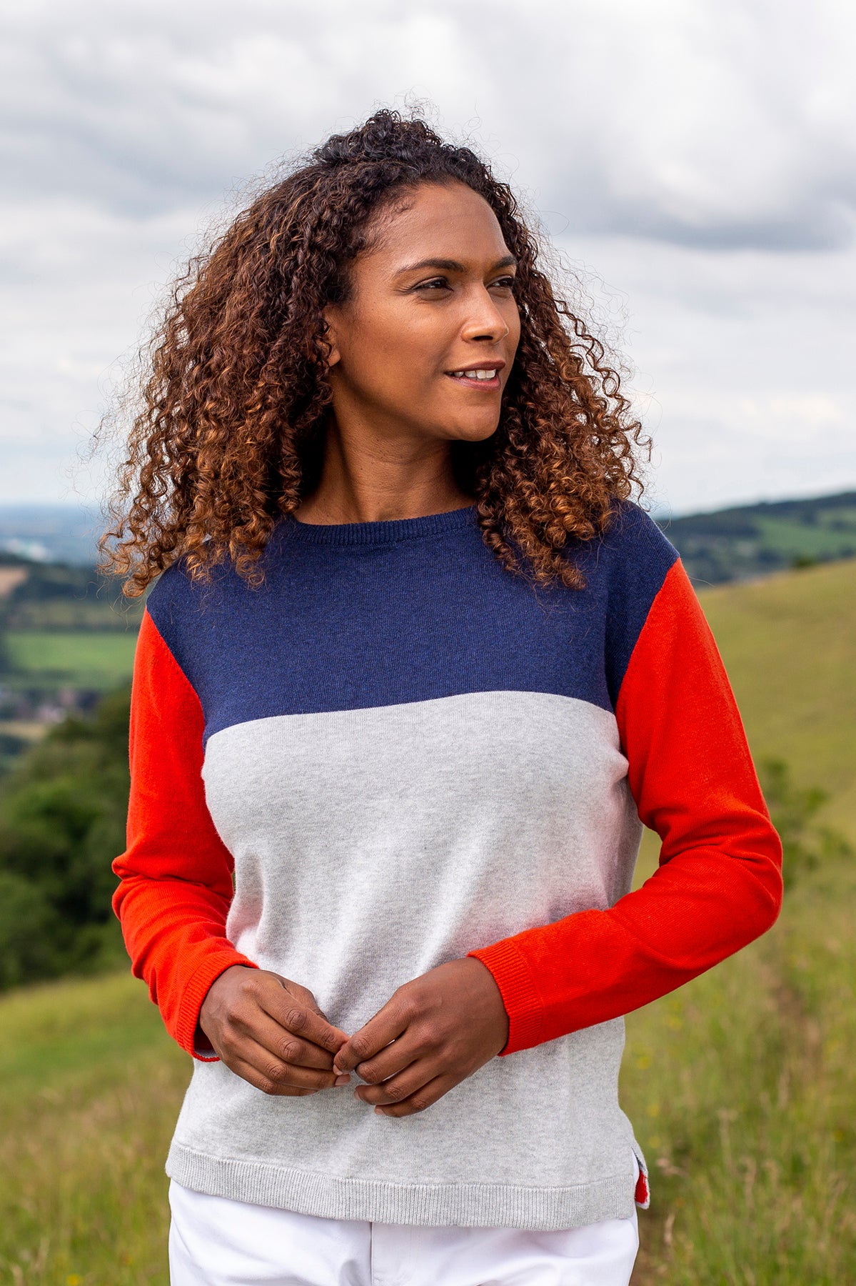 Meadow Colour Block jumper, red