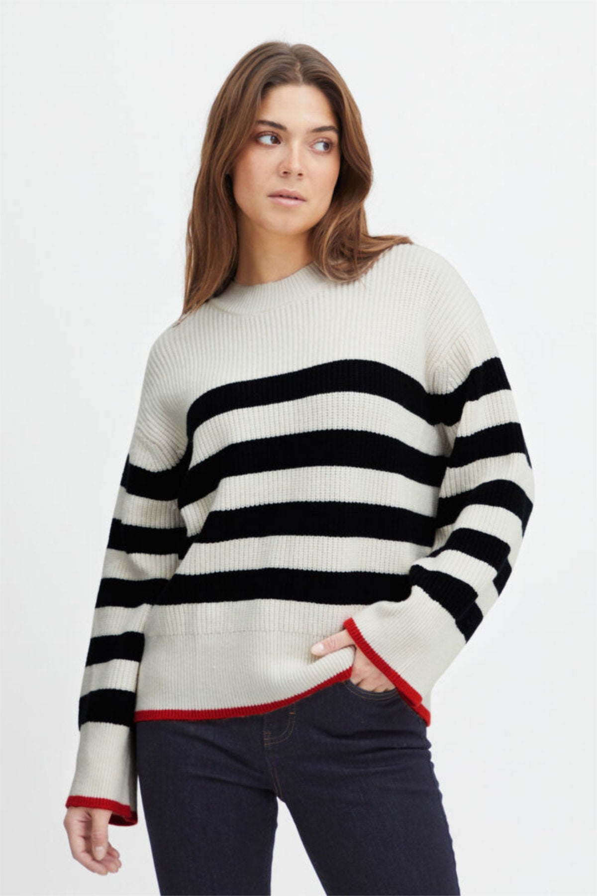 Devika round neck jumper, ivory