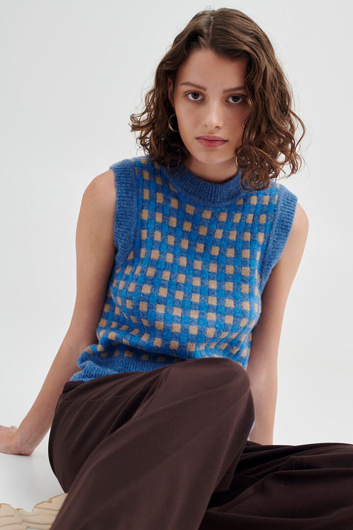 Martine check slipover, blue