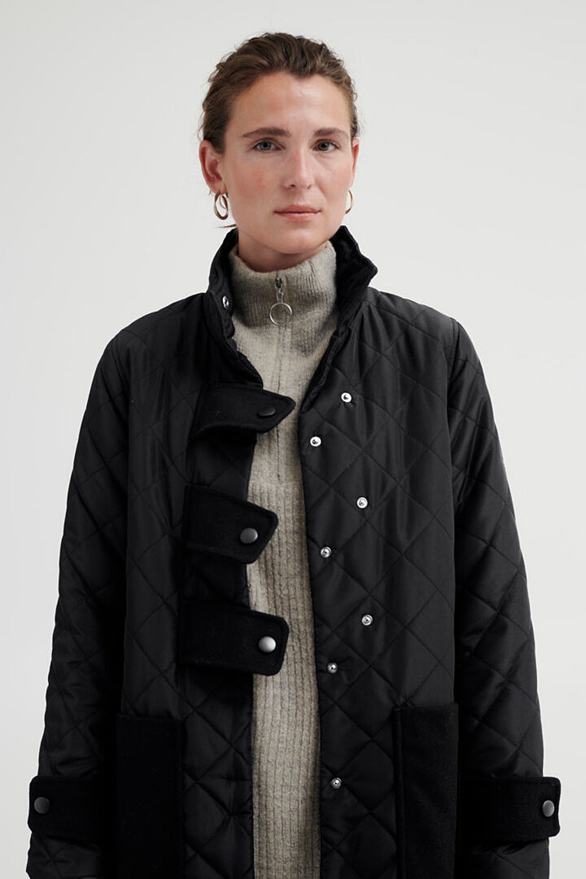 Bahar quilted coat, Black
