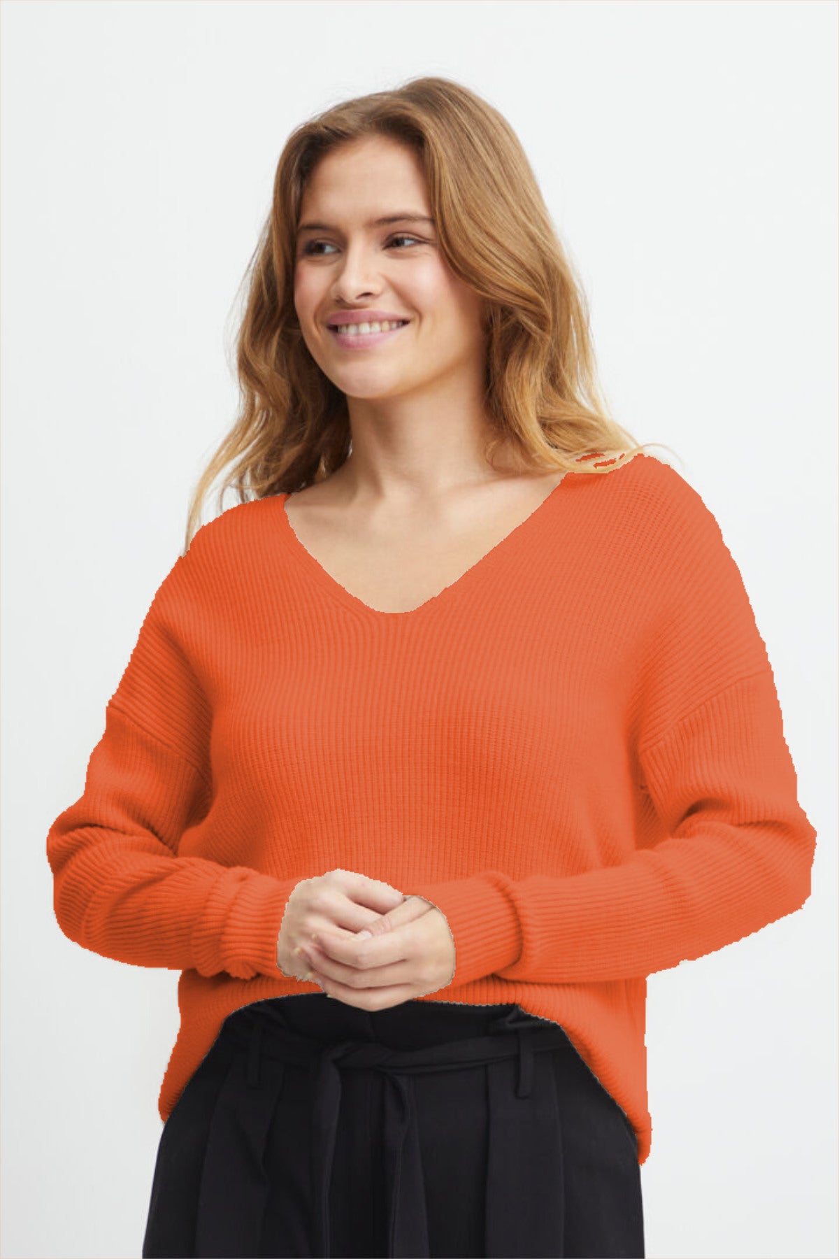 Milo V neck jumper, Orangeade