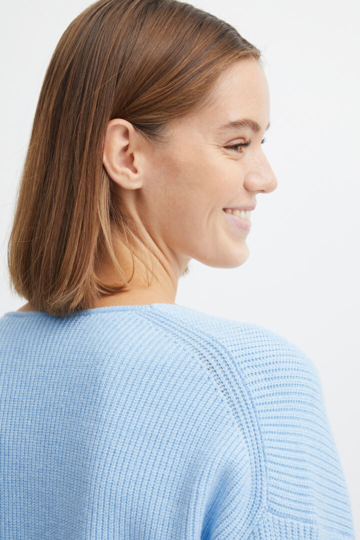 Milo V neck jumper, Bluebell