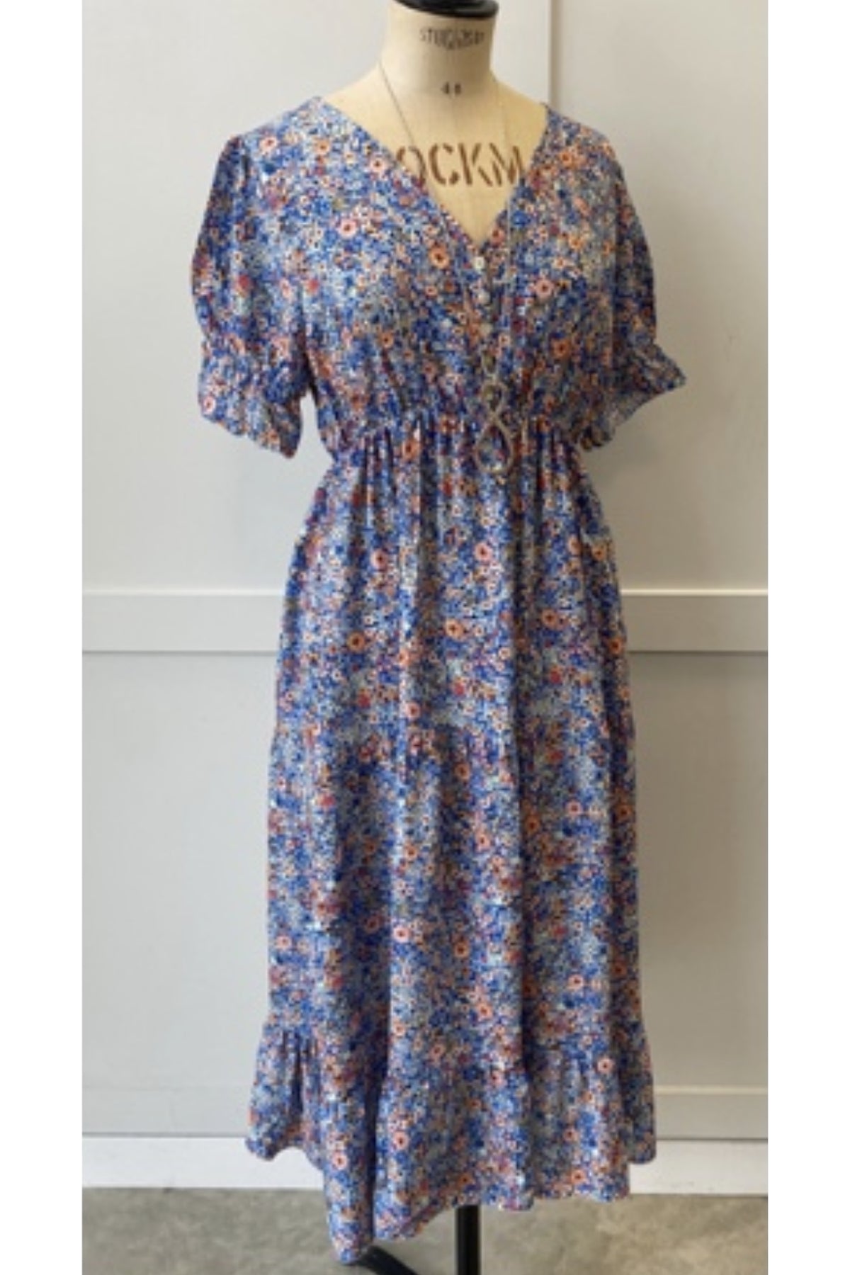 Joss peasant style dress, blue