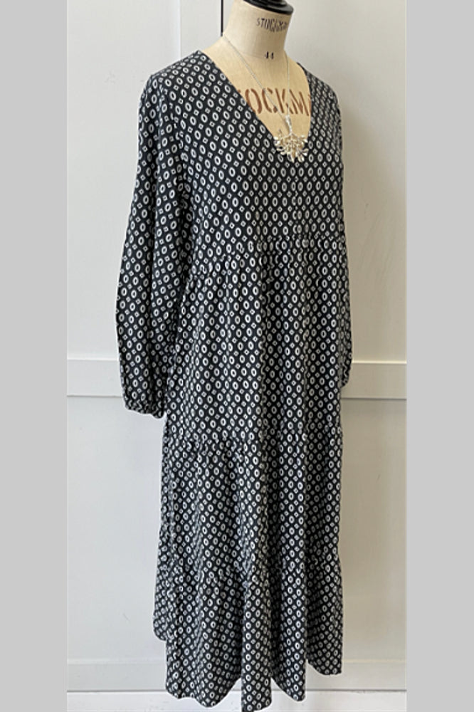 Longsleeve ditsy dress, charcoal
