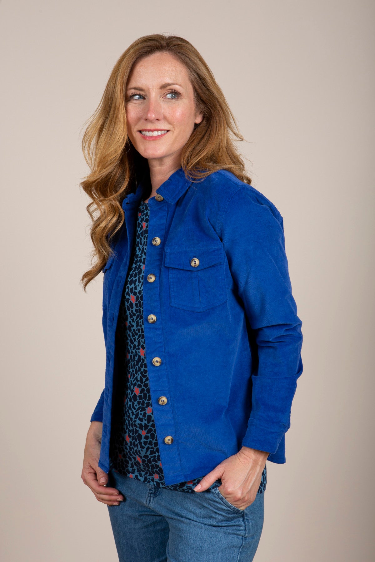 Pincot shacket, cobalt blue