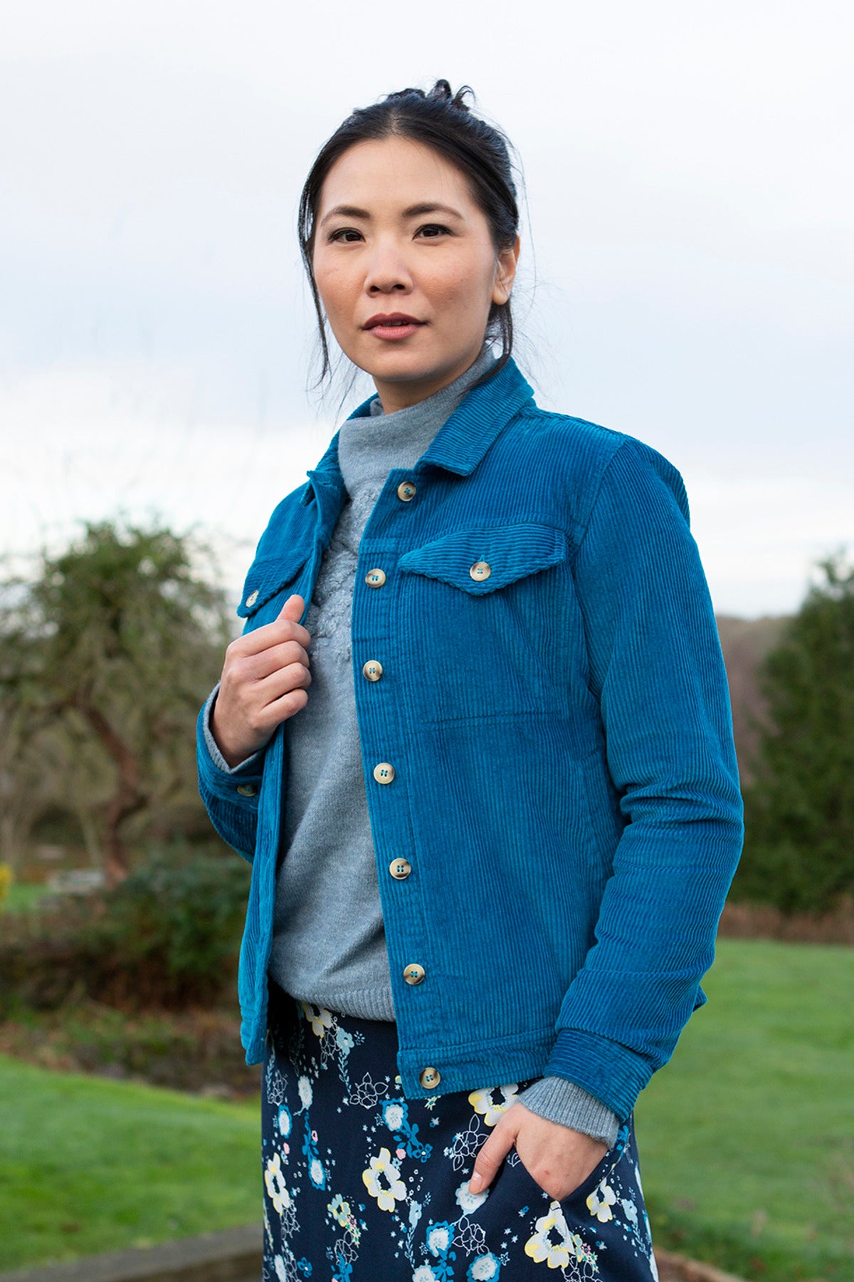 Jumbo cord jacket, teal