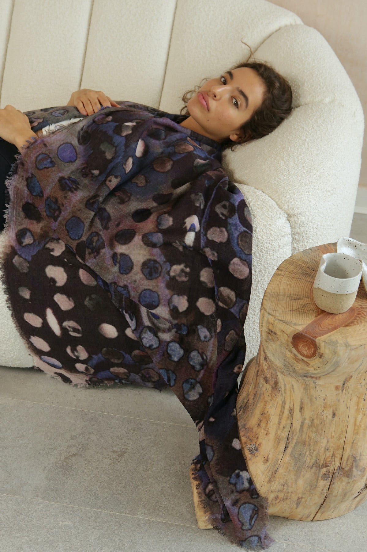 Soft bubbles scarf, Purple