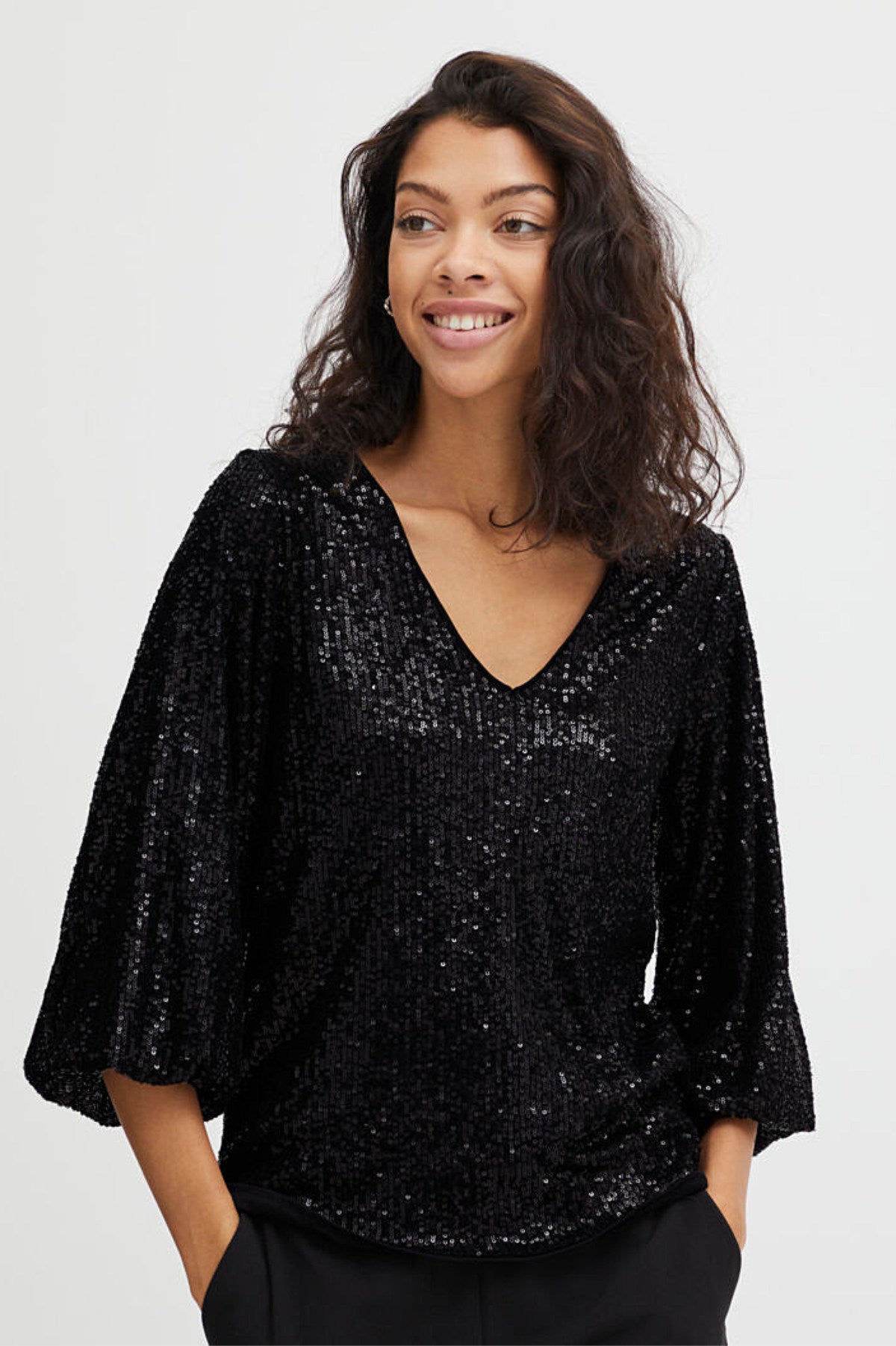 Solia sequin top, black