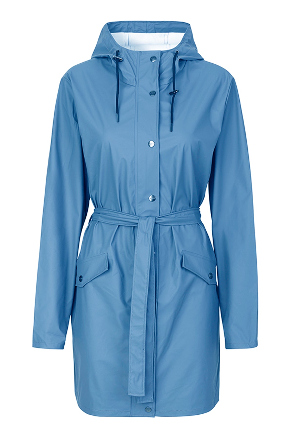 mbyM Festival raincoat, blue, front view