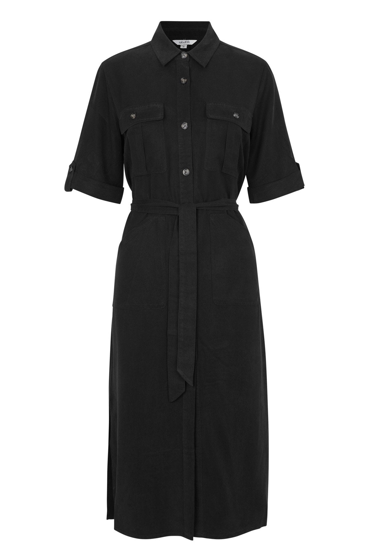 mbyM Eleena button through dress, black, front view