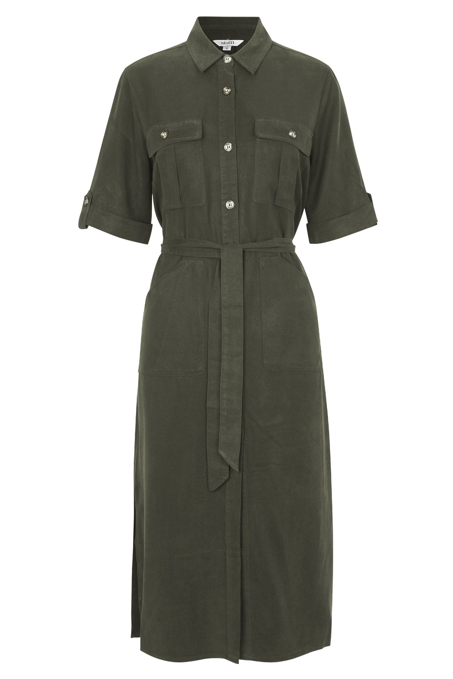 mbyM Eleena button through dress, khaki, front view