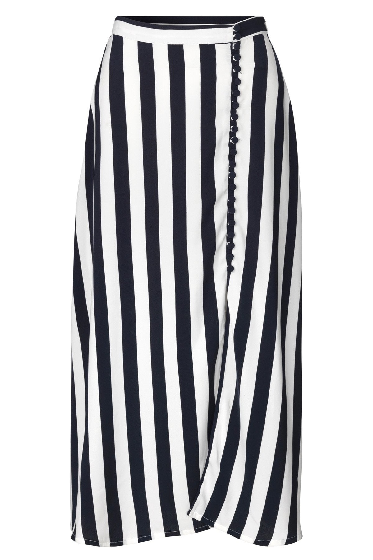 mbyM Siena bold stripe A line skirt, navy, front view