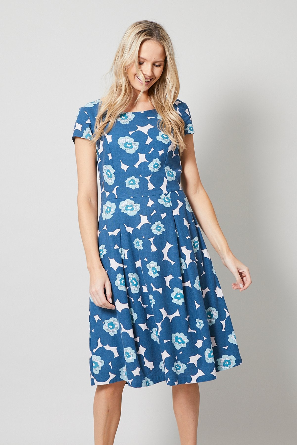 Lily and Me Falmouth dress, dark teal, front view