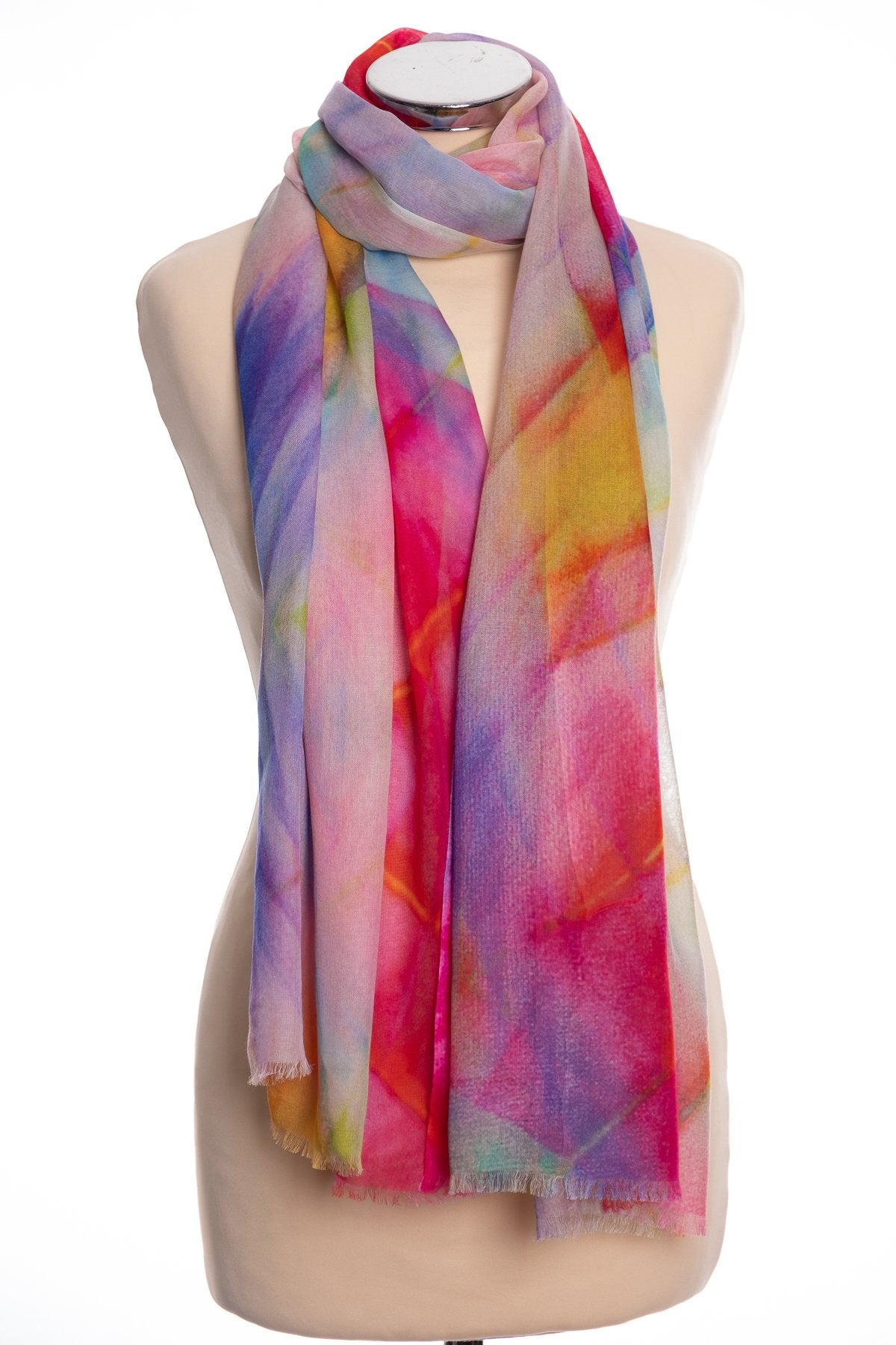 Kapre panel design scarf, multi colour, tied view