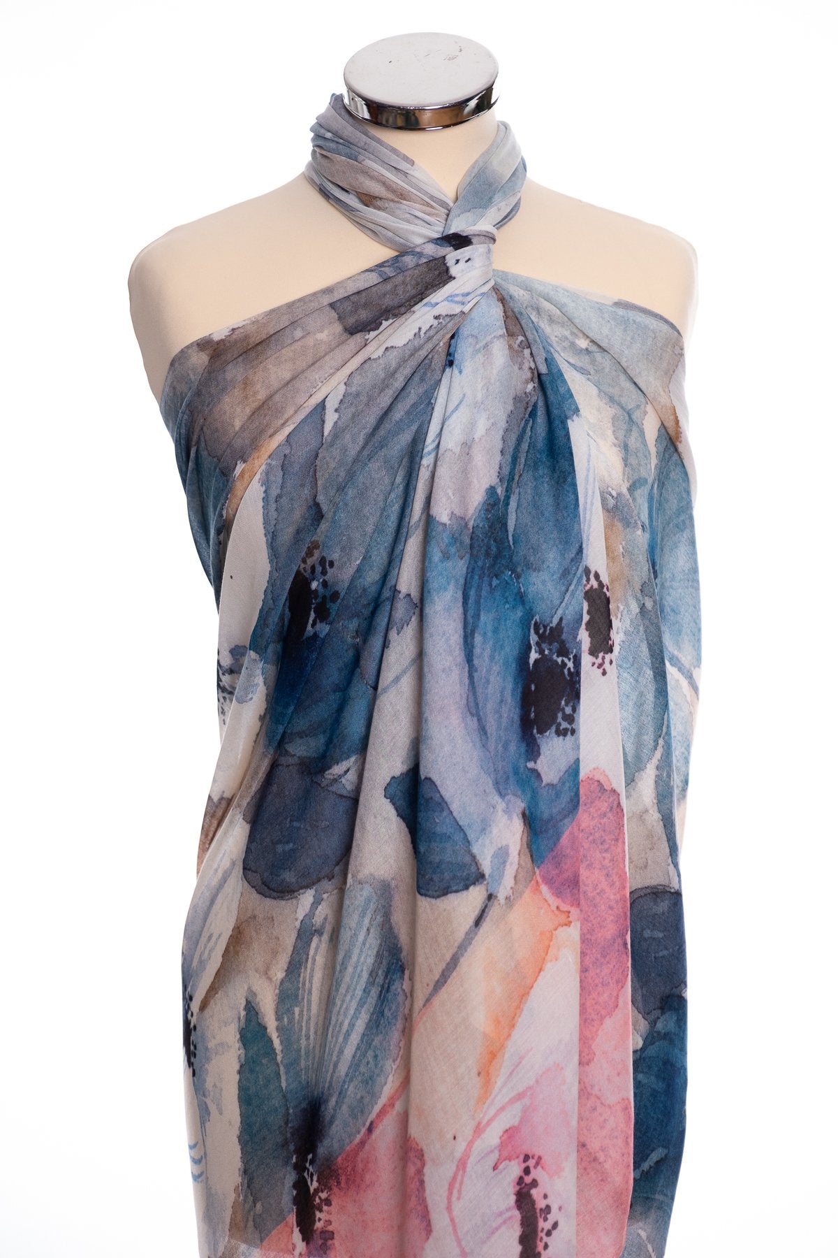 Ombre anemone design scarf, pink, wrap view