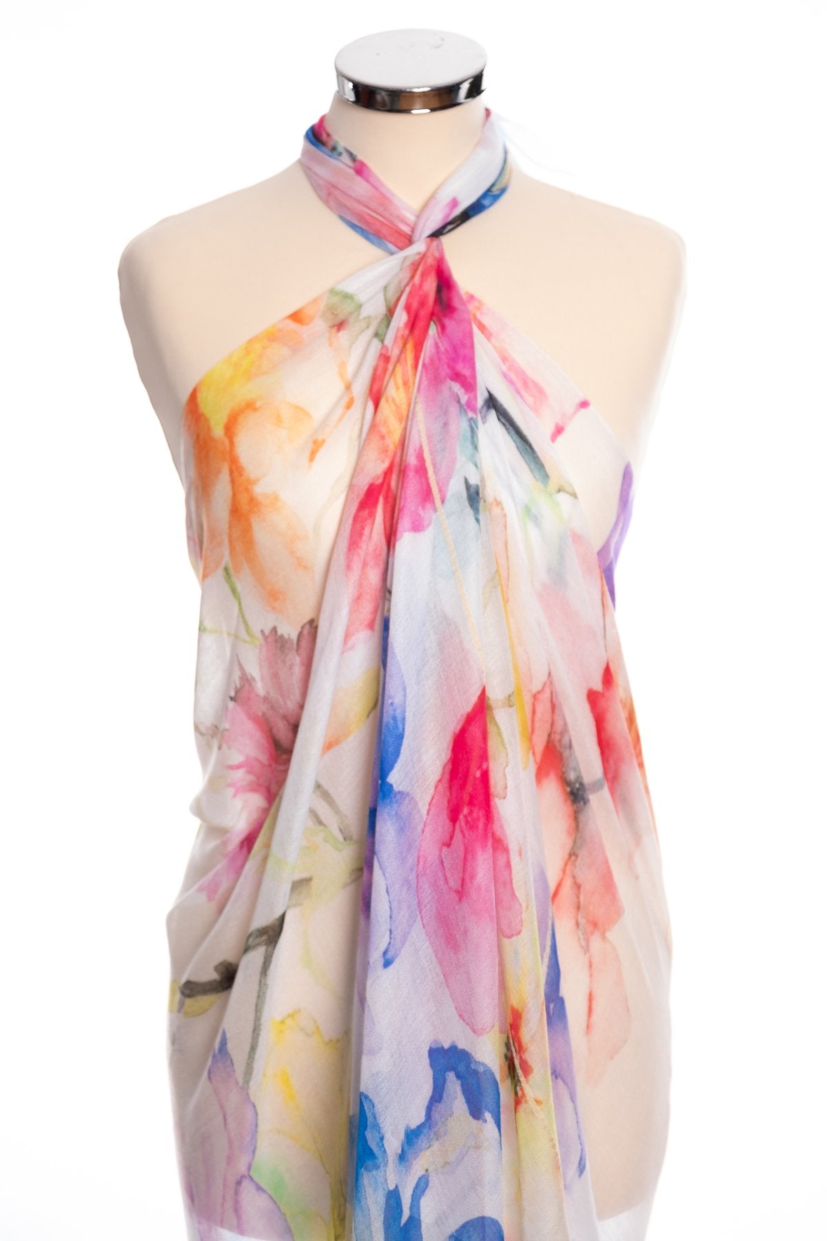 Kapre watercolour scarf, multi colour, wrap view