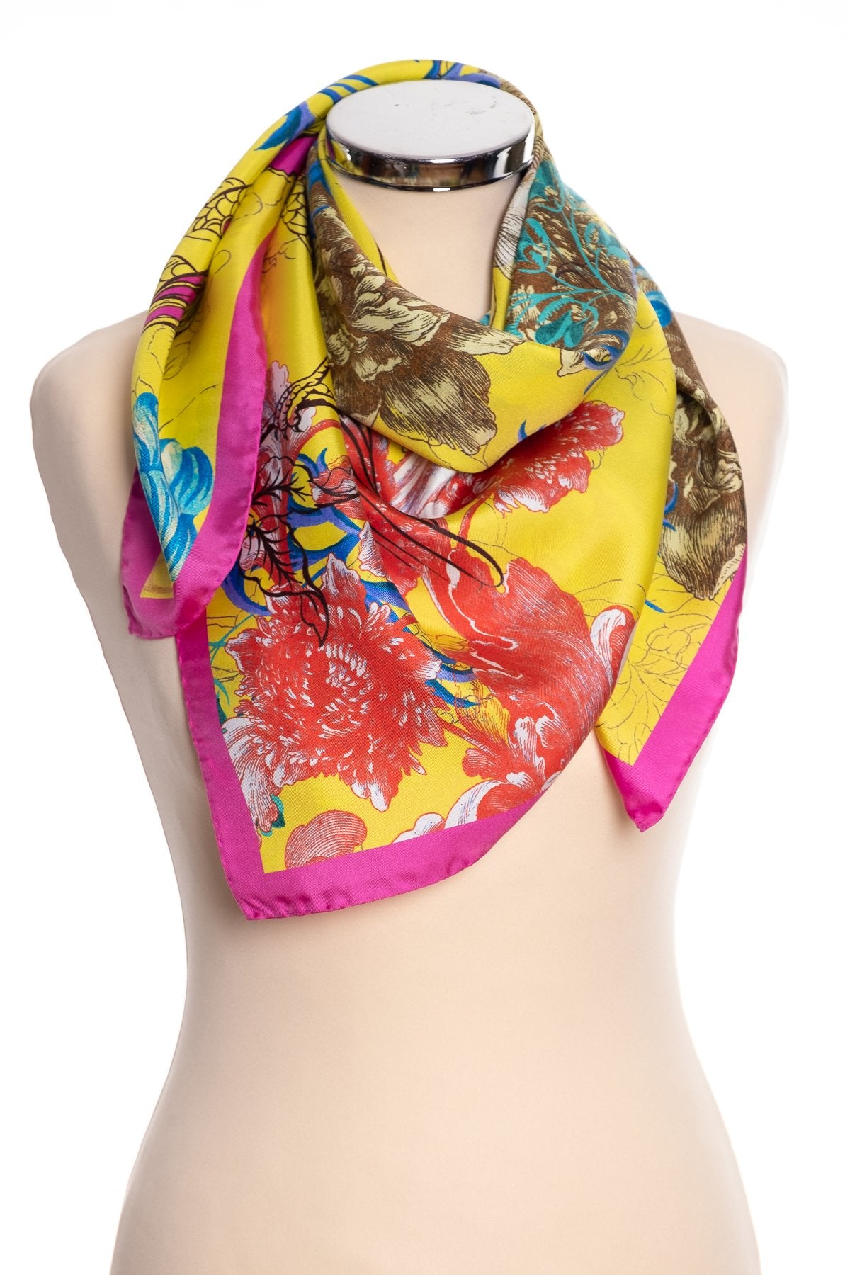 P. J. Studios botanical square silk scarf, citrus