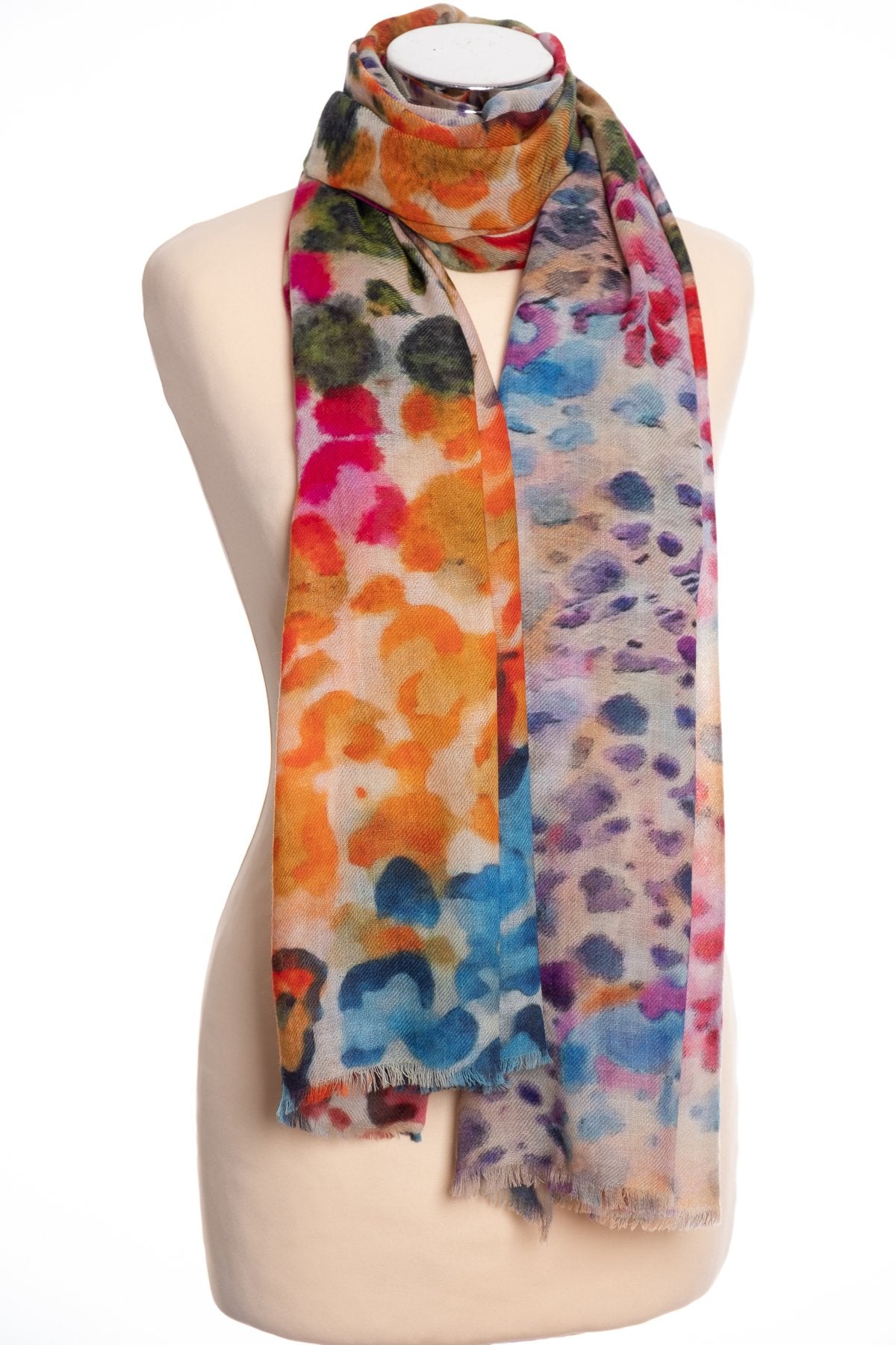 Kapre Abstract animal print scarf, multi colour, tied view
