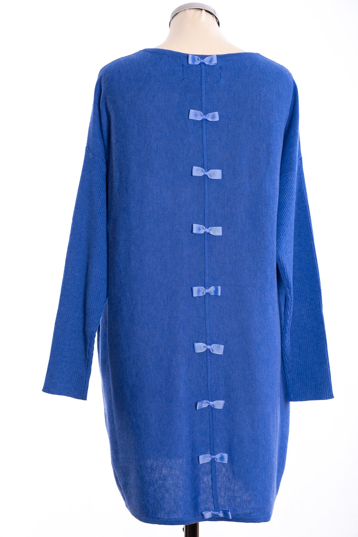 Ginger Toby bow backed tunic, blue, rear view