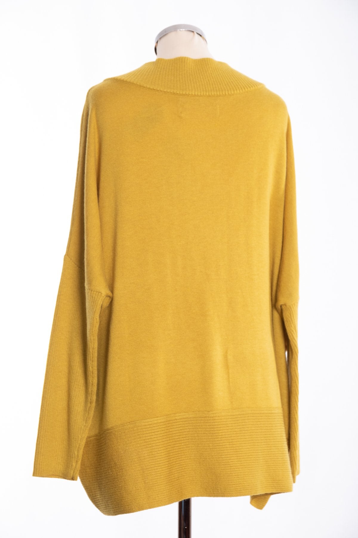 Joss ribbed V Jumper, mustard, rear view