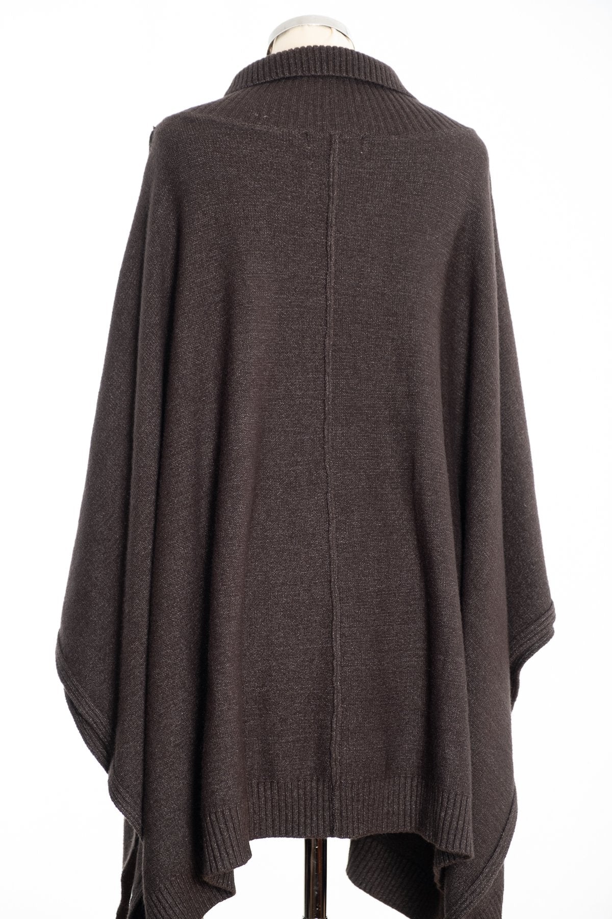 Joss cable knit poncho, khaki, rear view