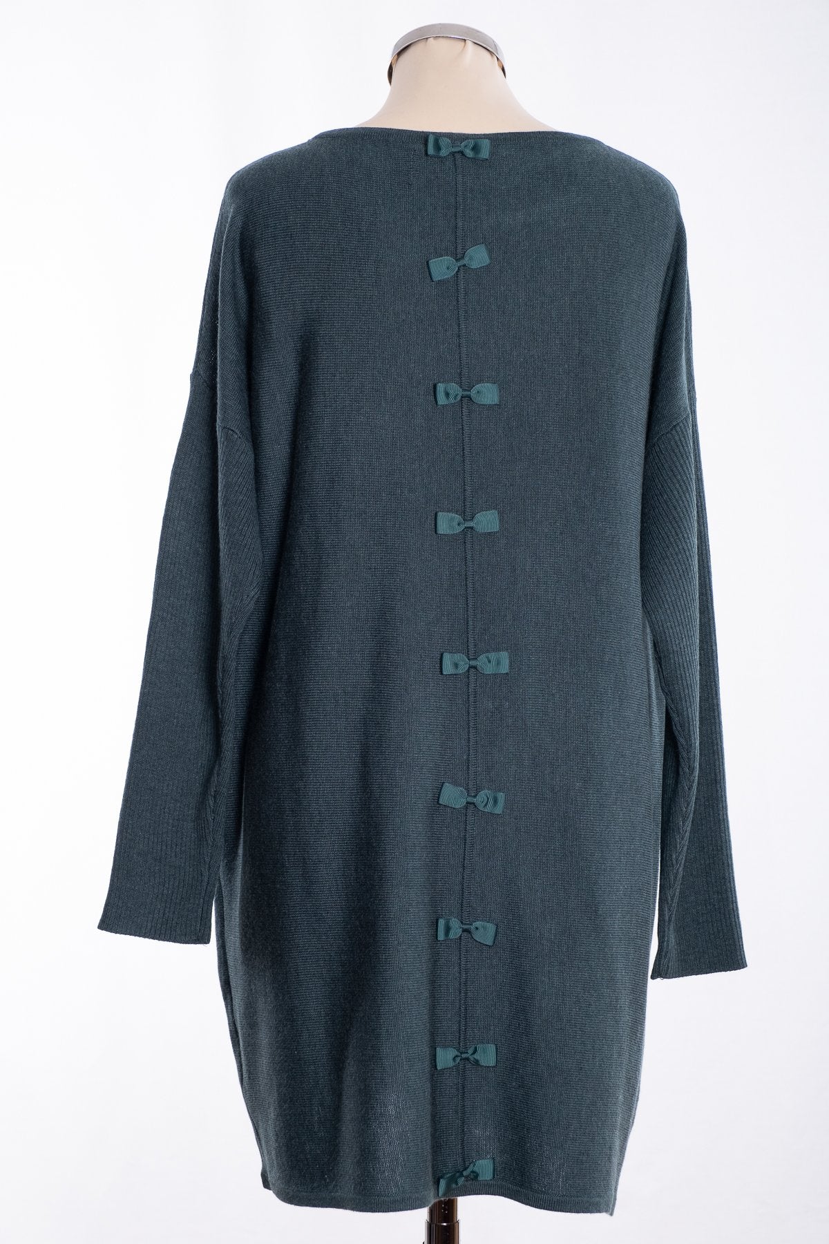 Ginger Toby bow backed tunic, kale, rear view