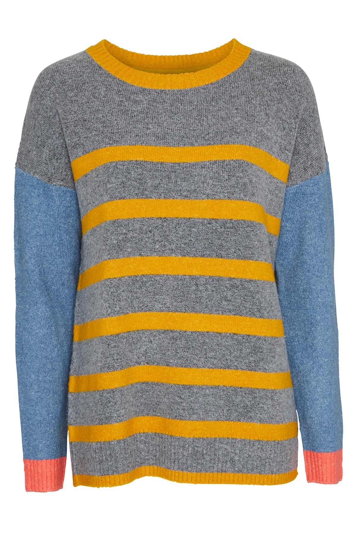 Lily and Me stripe jumper, grey, front view