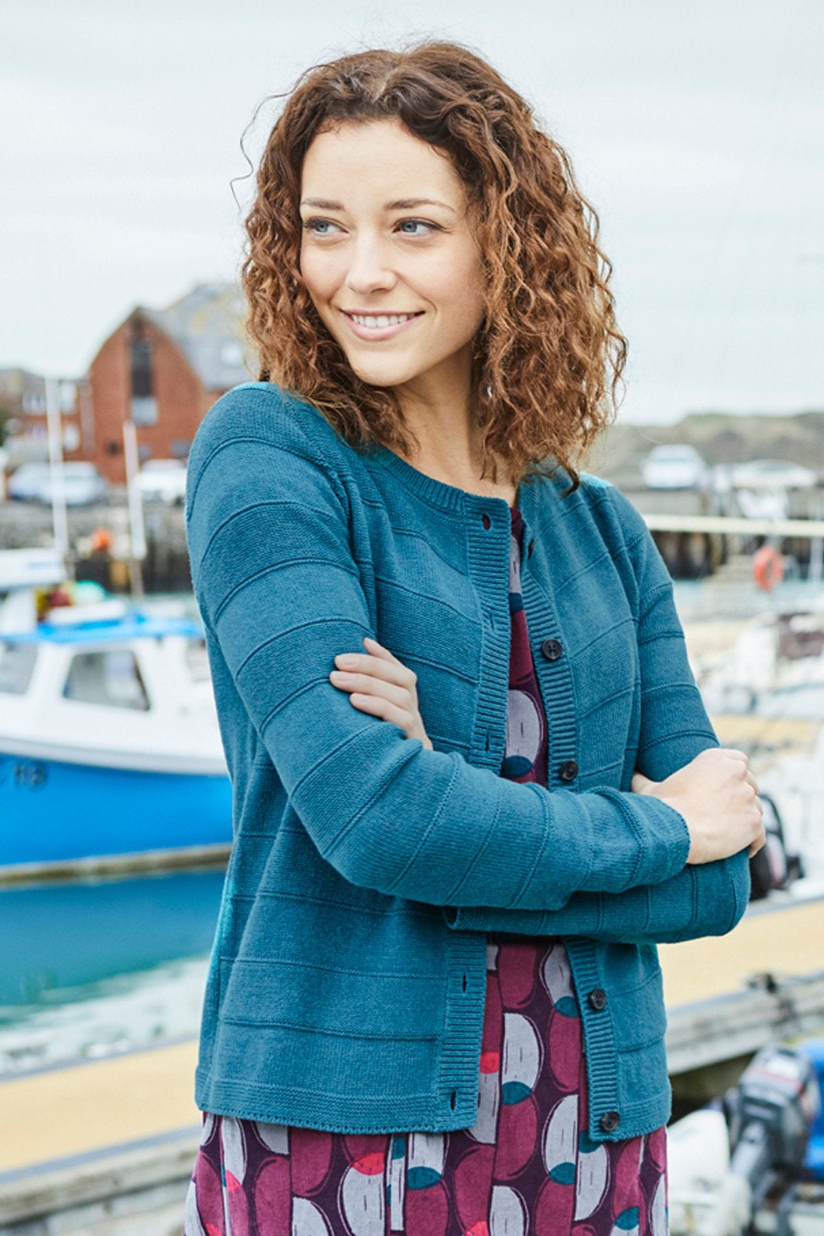 Lily and Me Gabrielle cardigan, green, model view