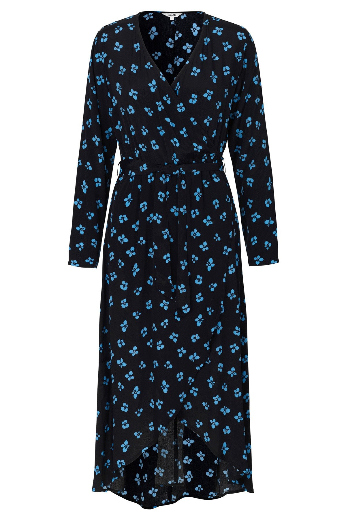 mbyM Fenella faux wrap dress, black, front view