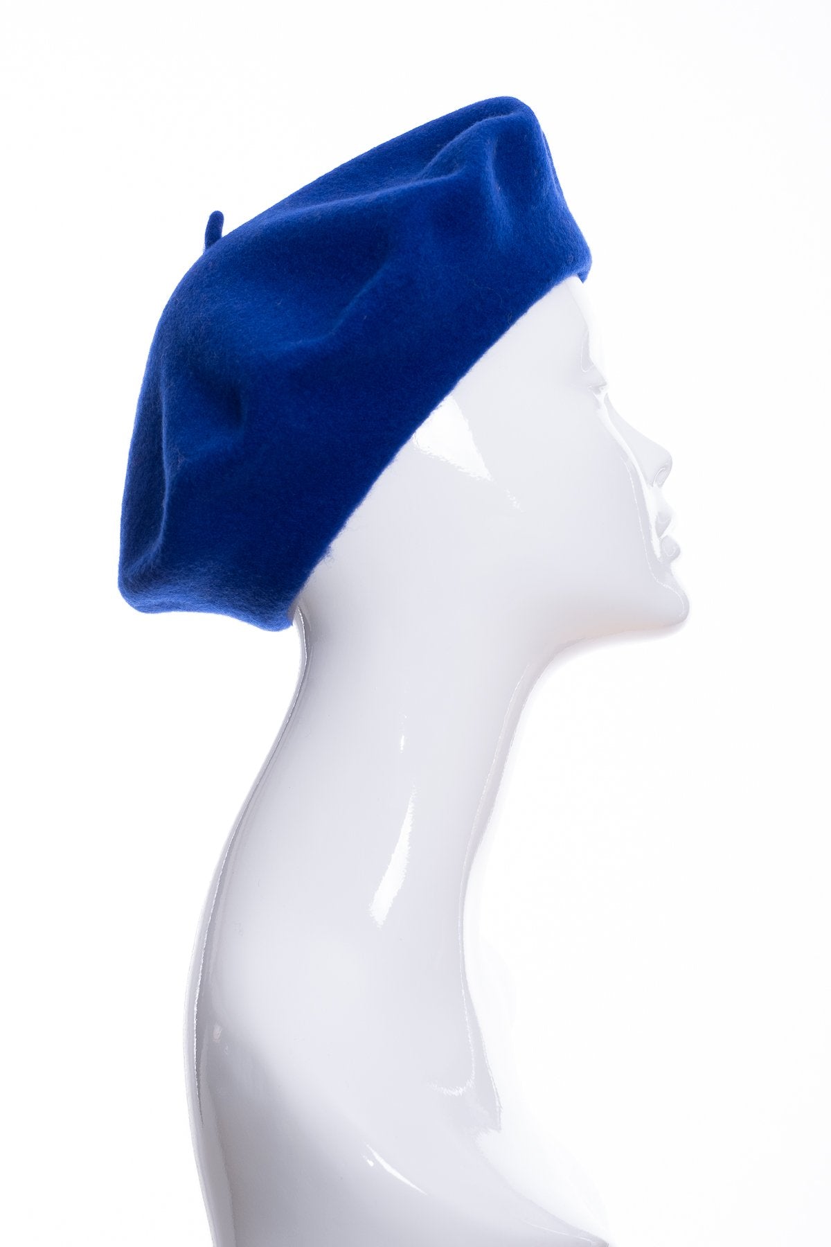 Kopka merino wool classic beret, royal blue, side view
