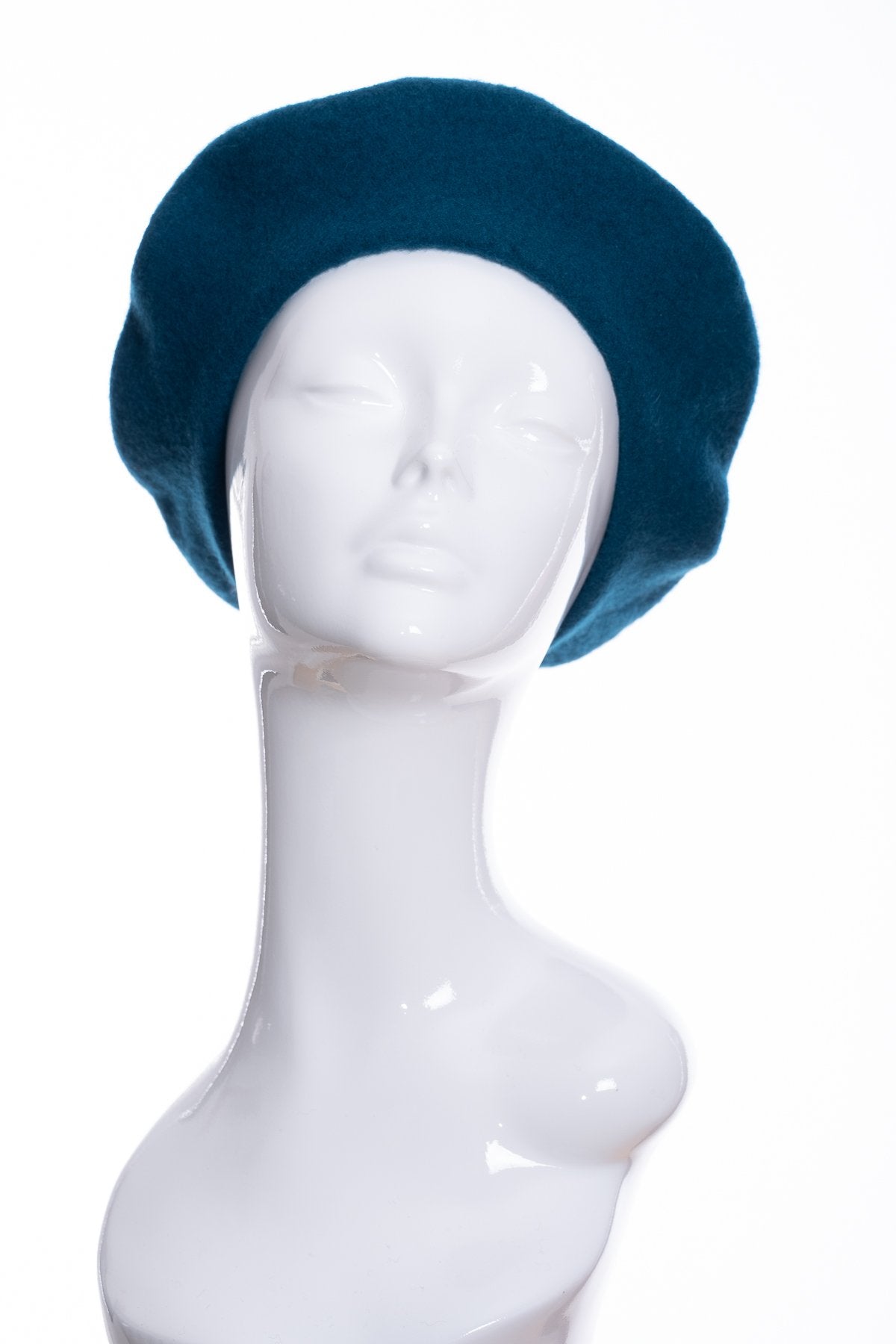 Kopka merino wool classic beret, peacock, front view