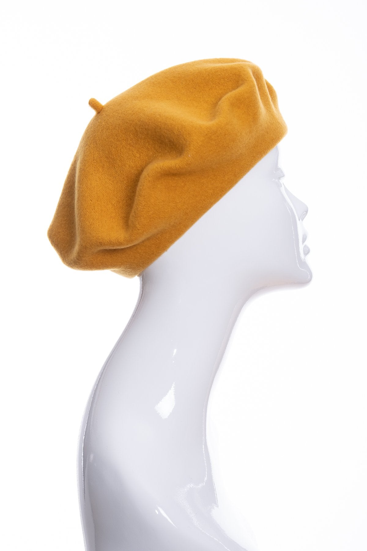 Kopka merino wool classic beret, gold, side view