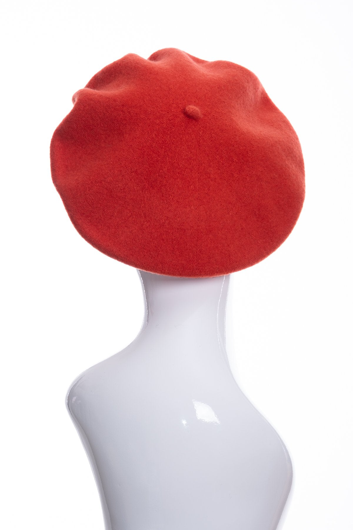 Kopka merino wool classic beret, rust, rear view
