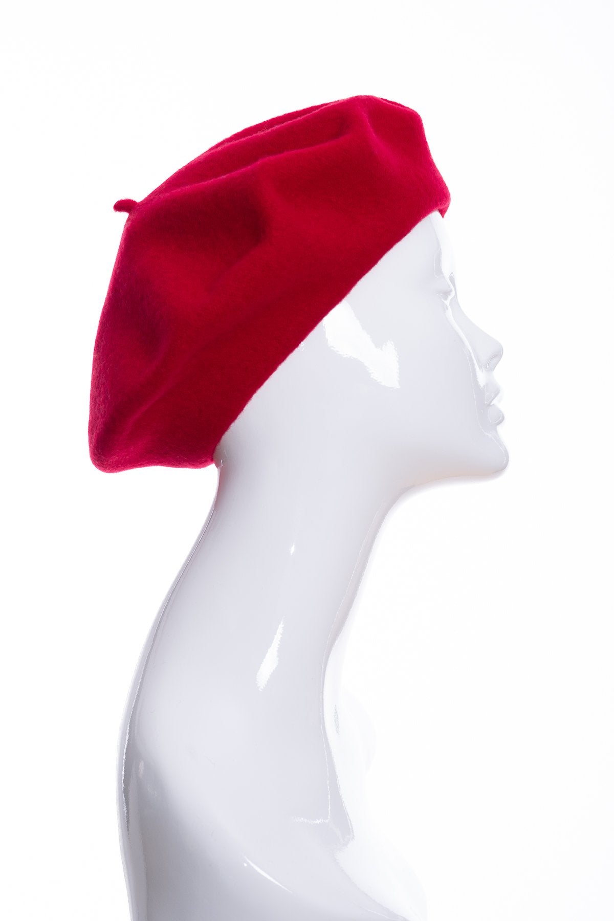 Kopka merino wool classic beret, cherry, side view