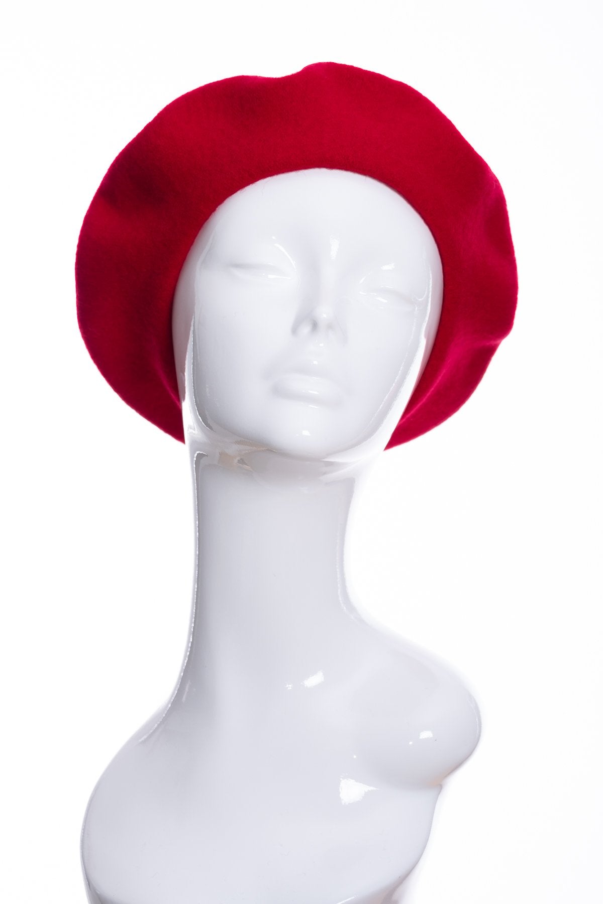 Kopka merino wool classic beret, cherry, front view