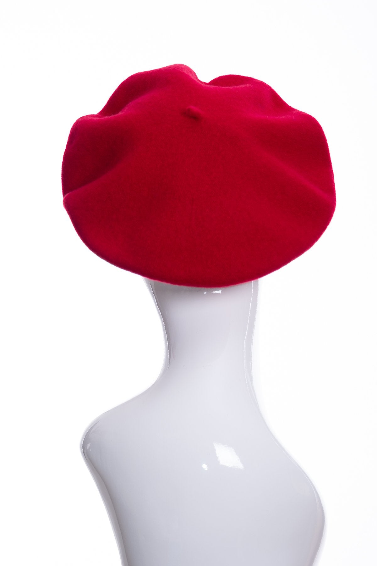 Kopka merino wool classic beret, cherry, rear view