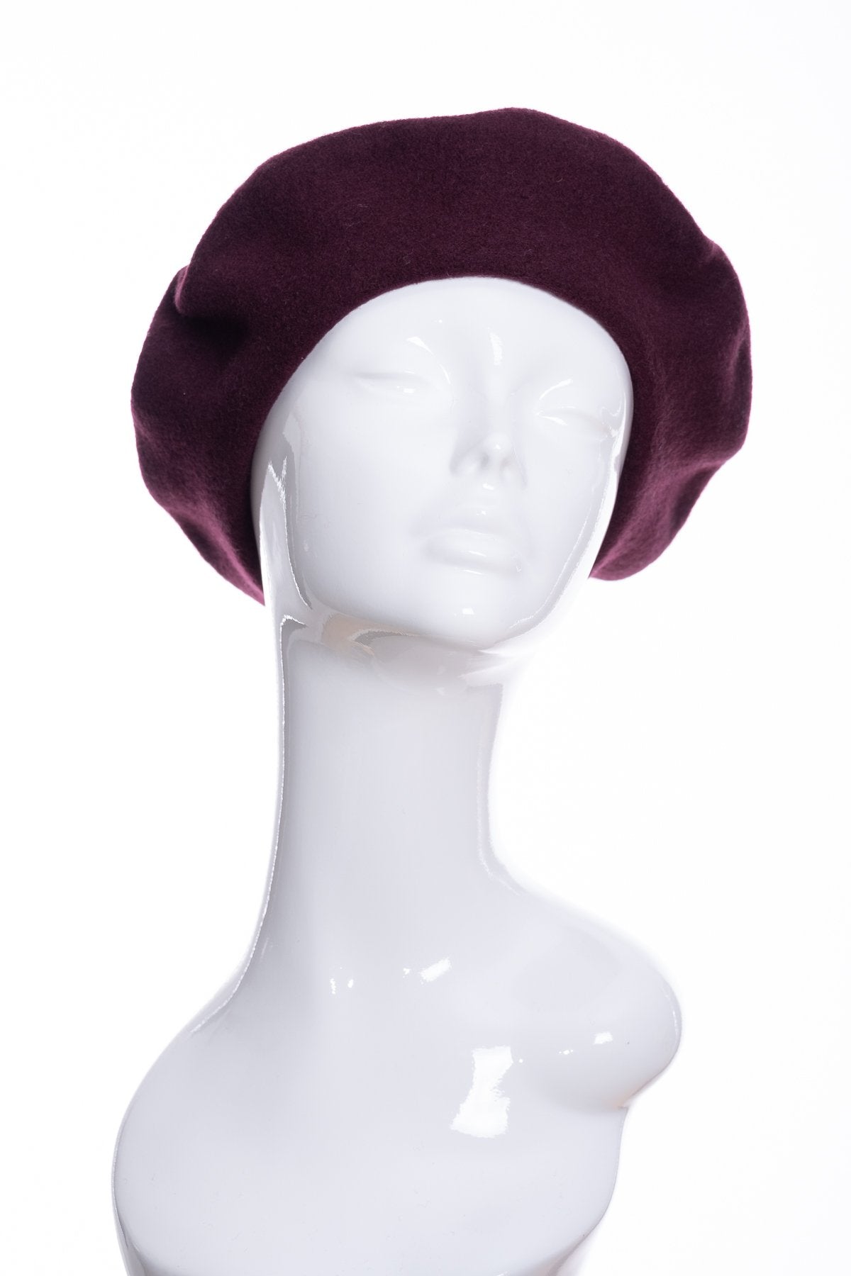 Kopka merino wool classic beret, bordeaux, front view